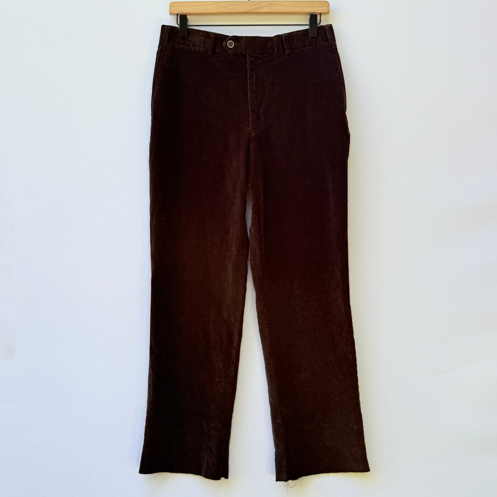 Hiltl‎ Mens 48 Small Corduroy Trousers Brown Cotton Blend Straight Leg Pants